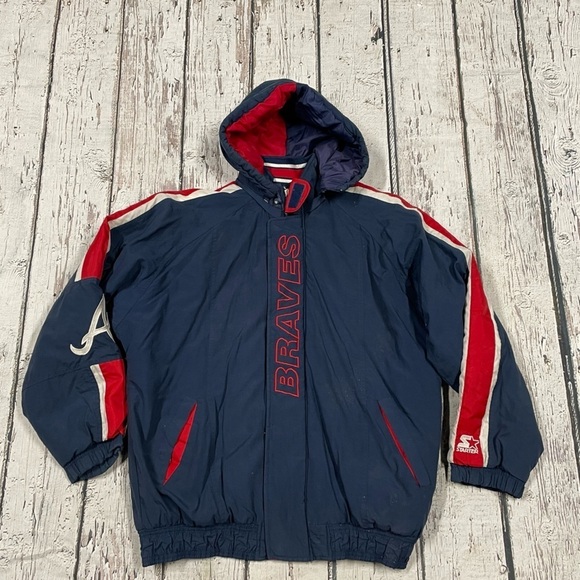 Vintager Atlanta Braves MLB Baseball Hooded Starter Sports Jacket - Picture 1 of 12